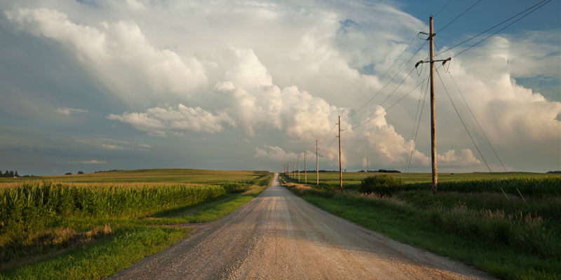 A rural rock road.